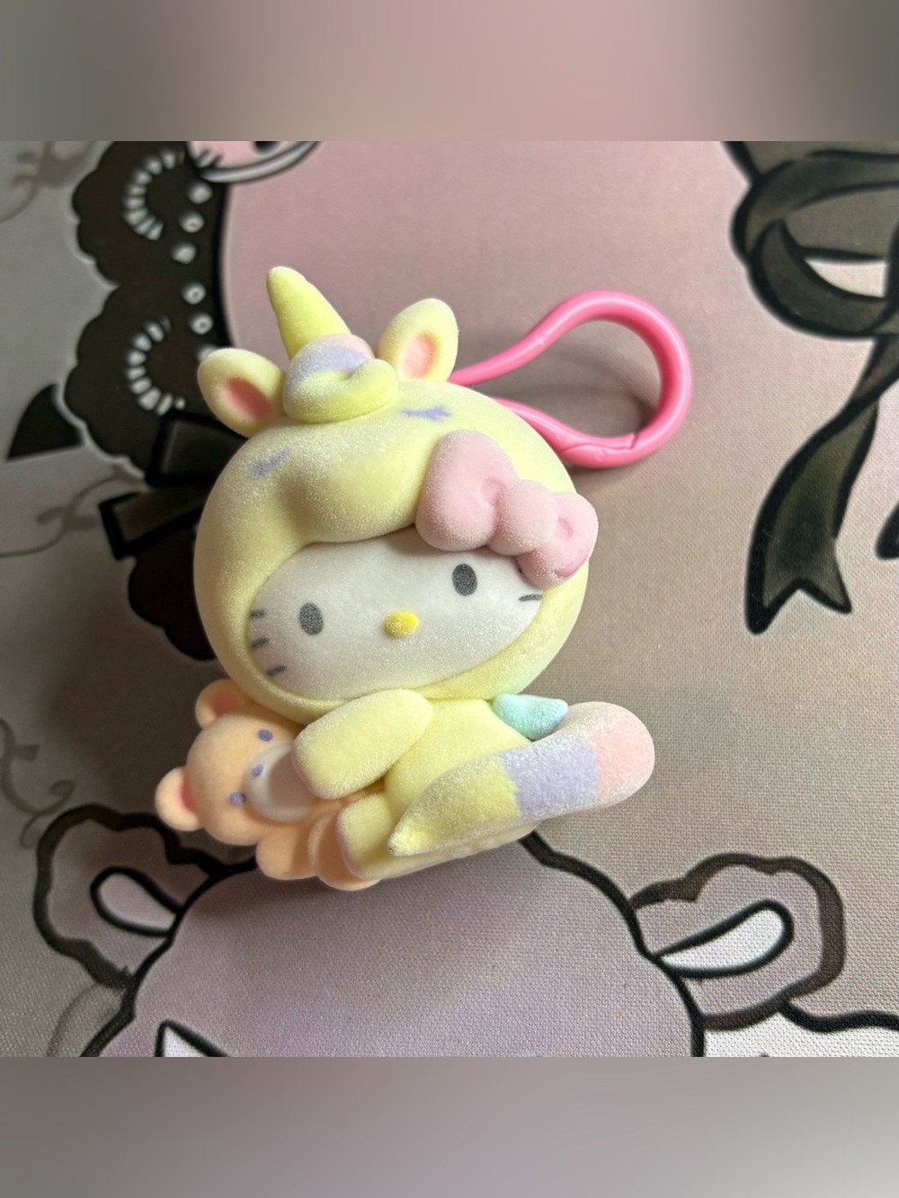 Sanrio Hello Kitty Flocked Unicorn Keychain